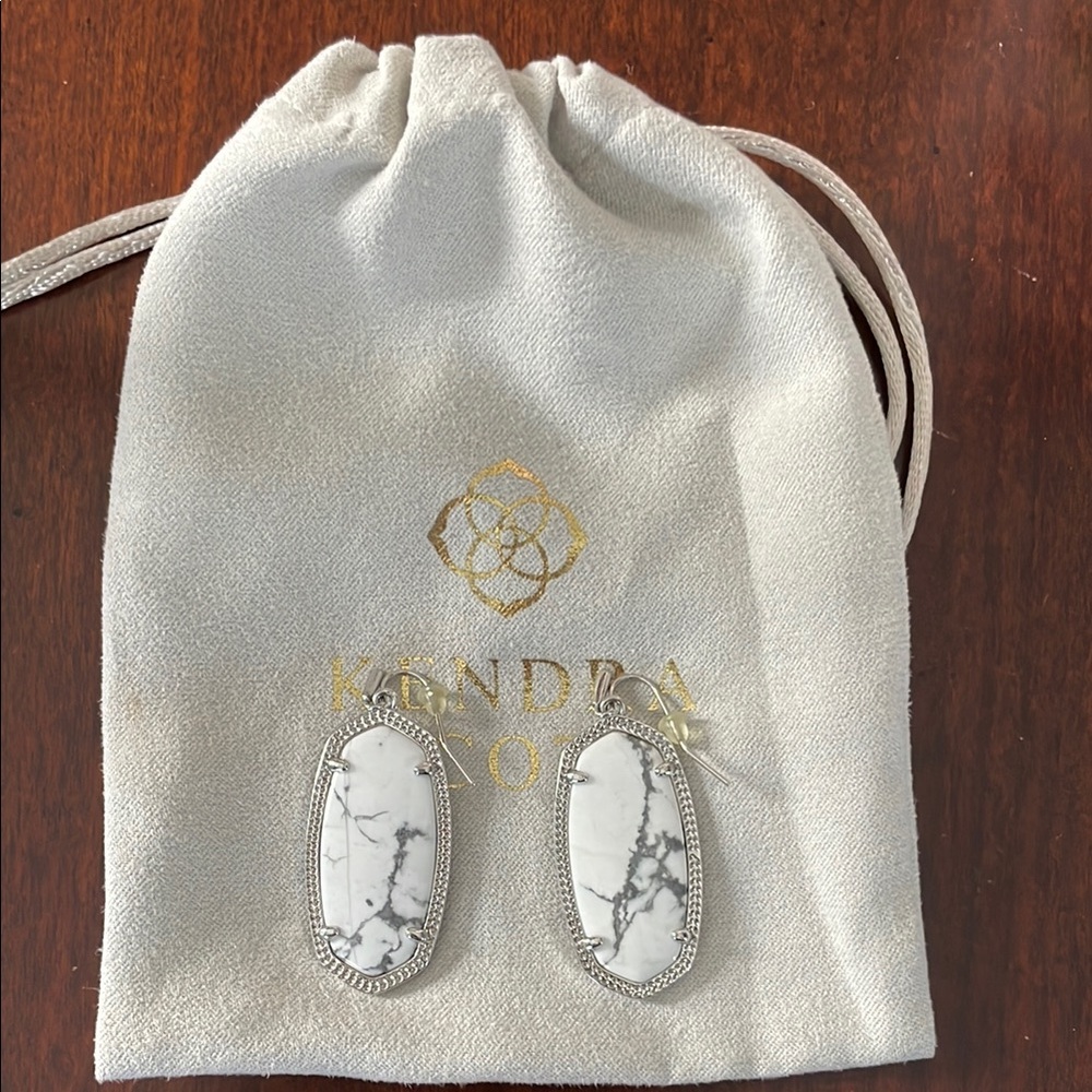 Kendra Scott Elle Gold Drop Earrings in White